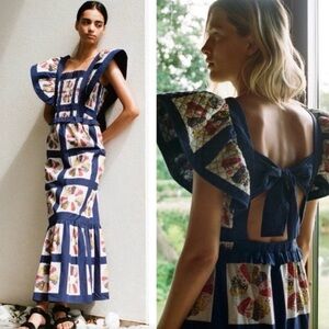 NWT Sea New York Navy Pippin Patchwork Maxi Dress, Size 4!